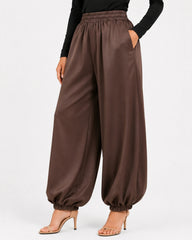 Brown Fluid Balloon Trousers