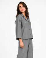 Grey Relaxed Fit Striped Set