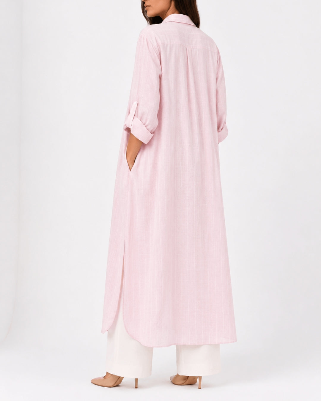 Pink Striped Overlay Coat