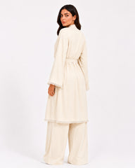 Beige Fringe Trim Layered Set