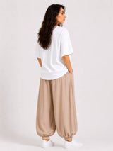Beige Balloon Trousers