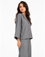 Grey Relaxed Fit Striped Set