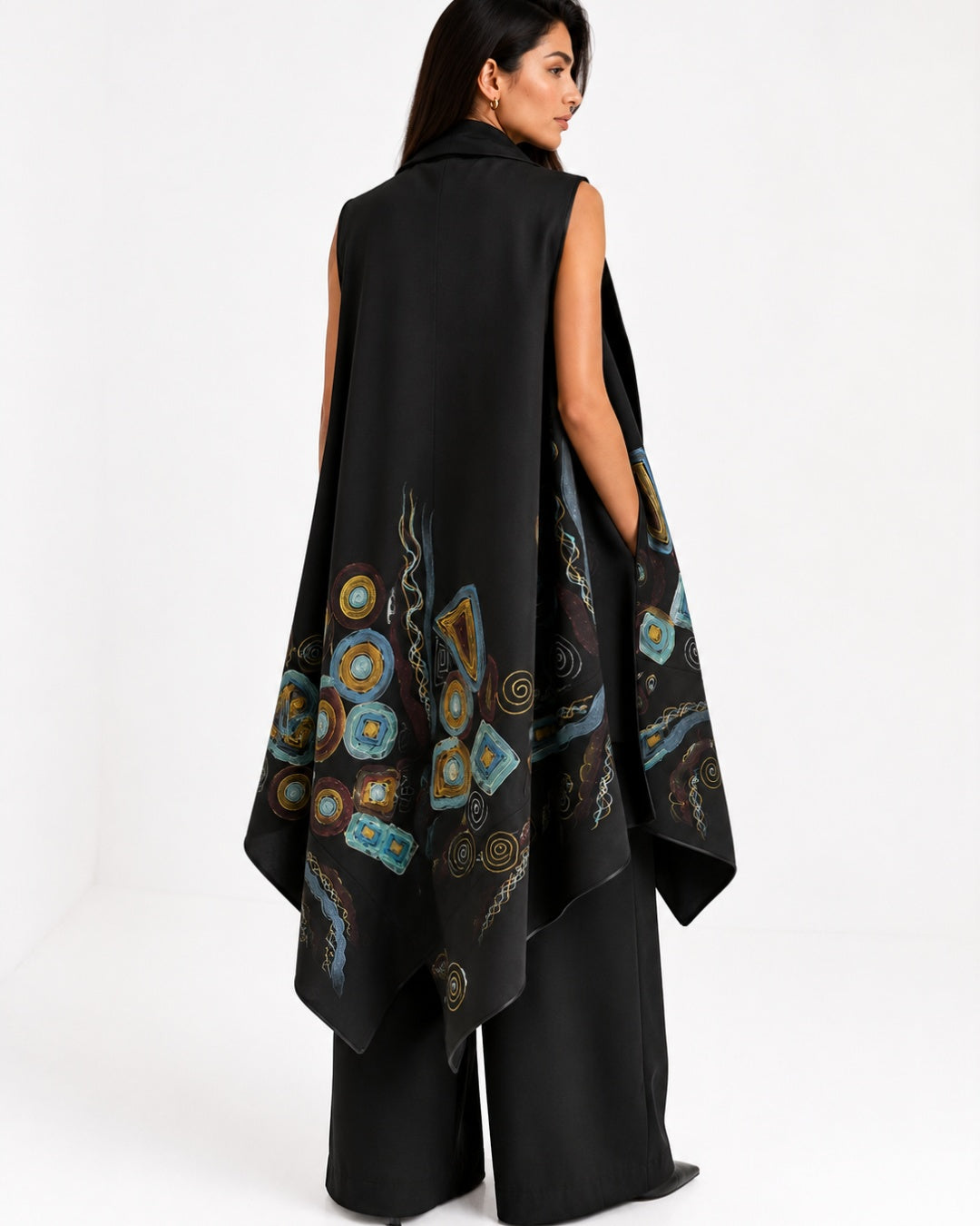 Abstract Hand Painted Draped Vest