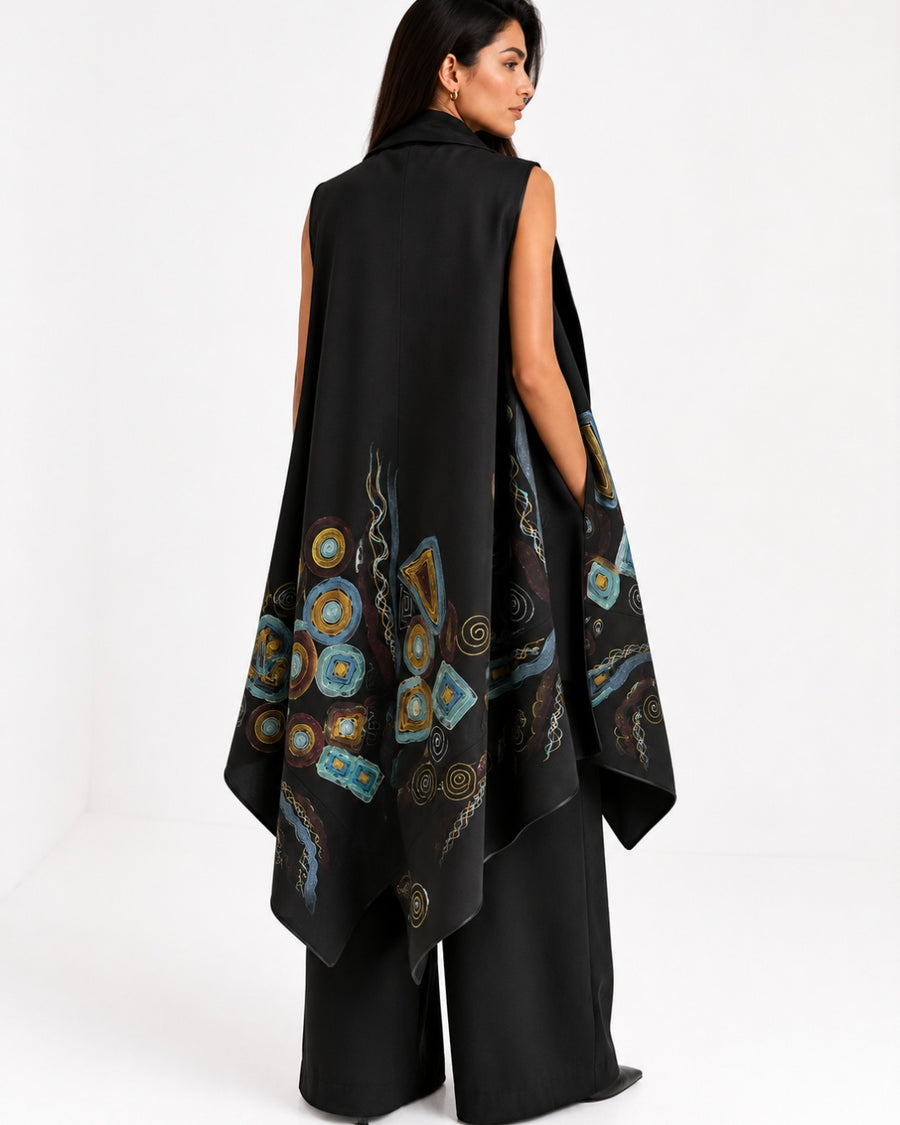 Abstract Hand Painted Draped Vest