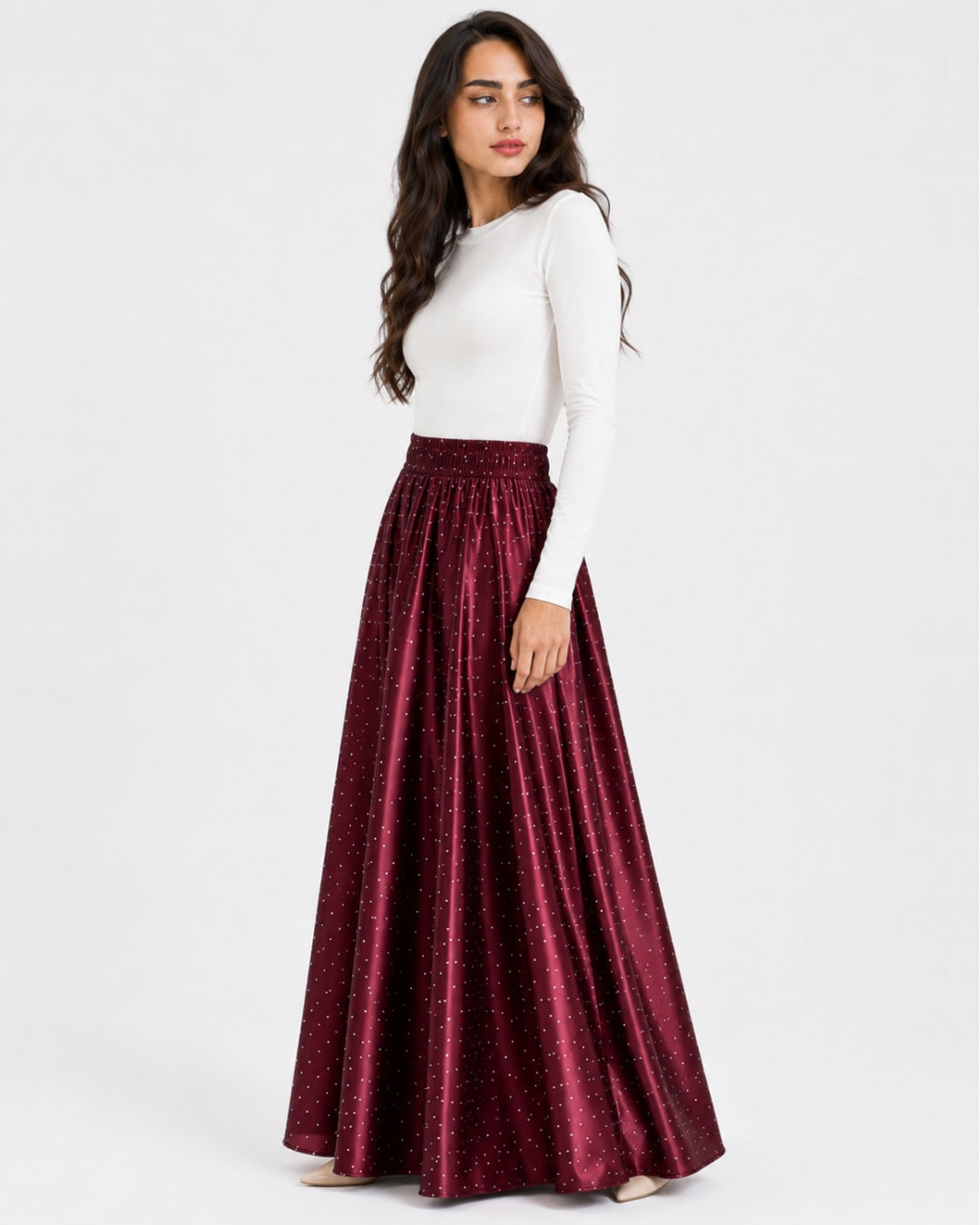 Burgundy Polka Dot Skirt