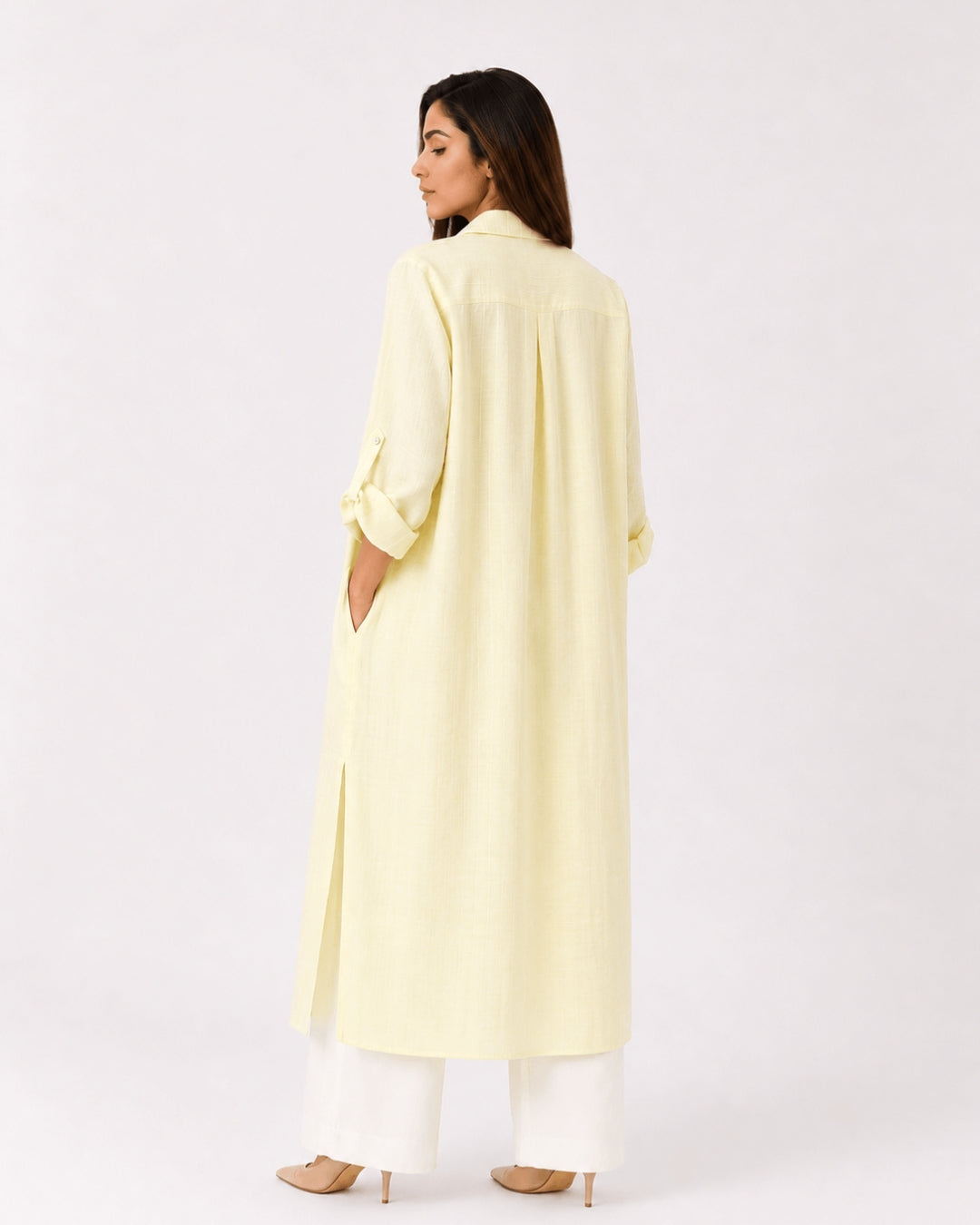 Yellow Striped Overlay Coat