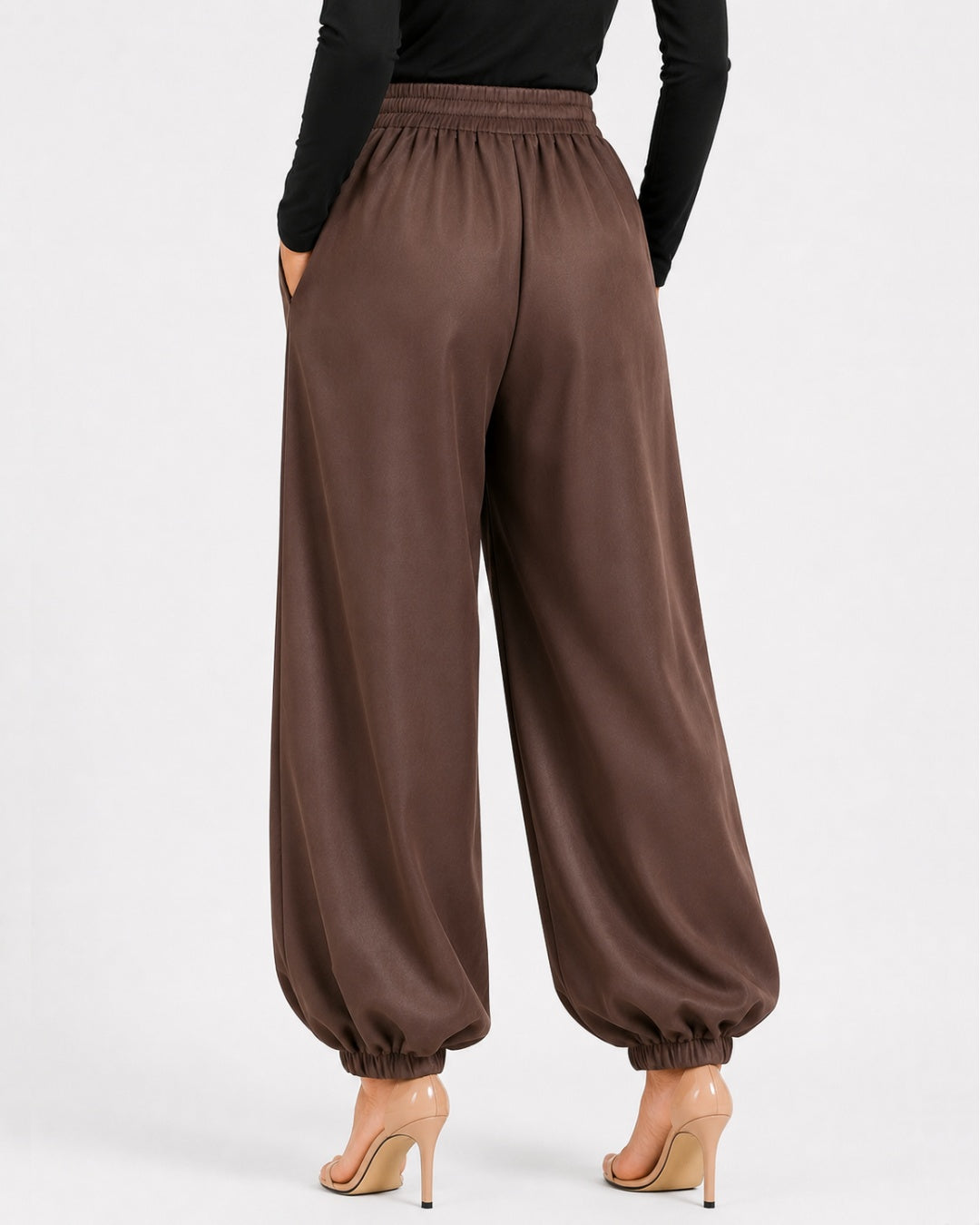 Brown Fluid Balloon Trousers