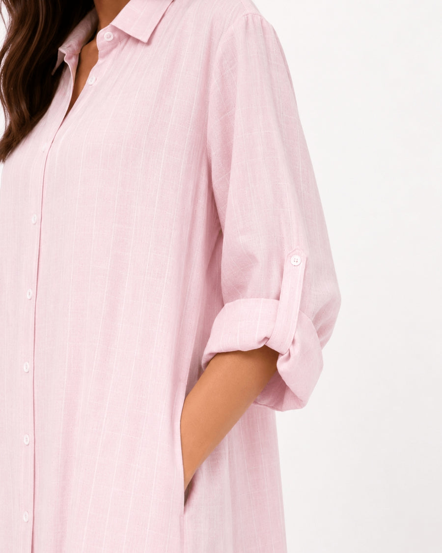 Pink Striped Overlay Coat