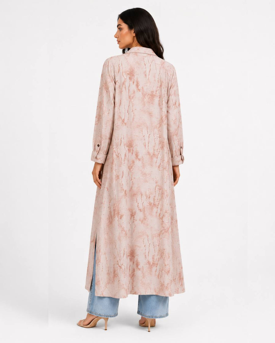 Dusty Rose Tie-Dye Coat
