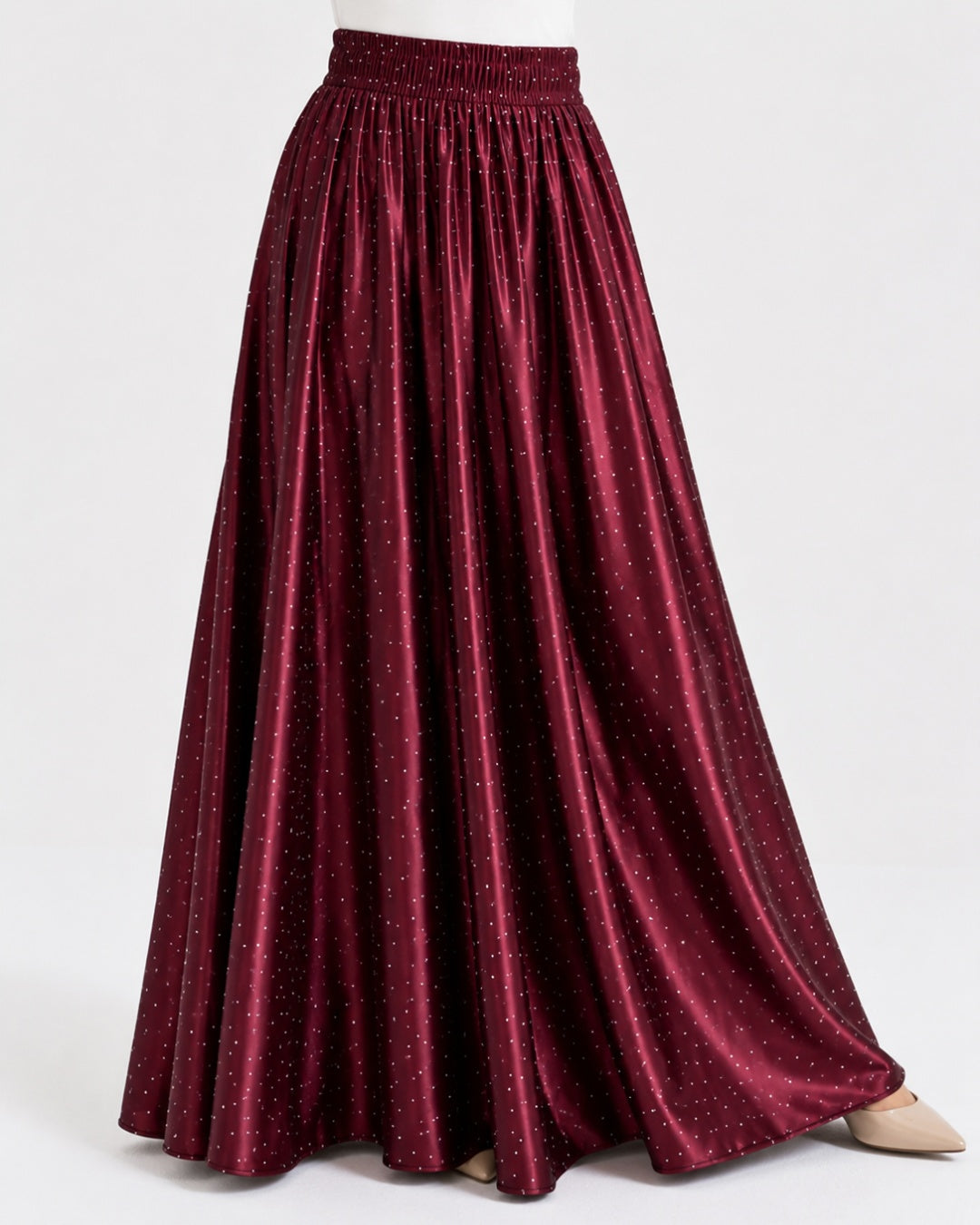Burgundy Polka Dot Skirt