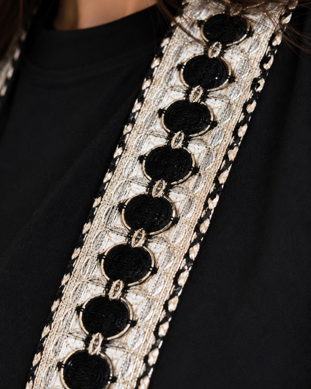 Embroidered Trim Long Coat