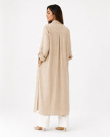 Beige Striped Overlay Coat