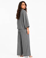 Grey Relaxed Fit Striped Set